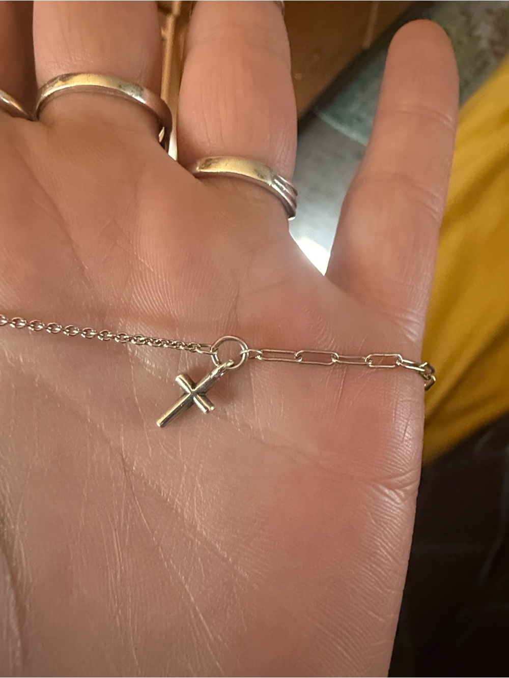 James Avery Silver Double-Chain Necklace with Cross Pendant - Picture 3 of 4